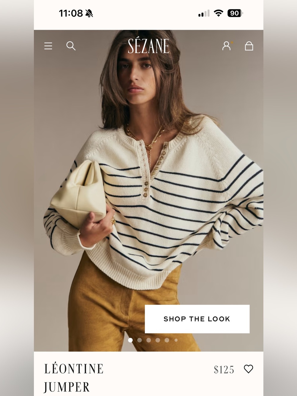 Sezane Leontine Striped Button-Up Knit Sweater